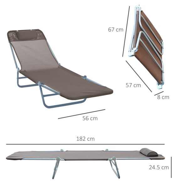 Outsunny Garden Lounger: Adjustable Recliner Sun Bed with Coffee-Toned Finish for Outdoor Relaxation   Aosom UK - Image 3