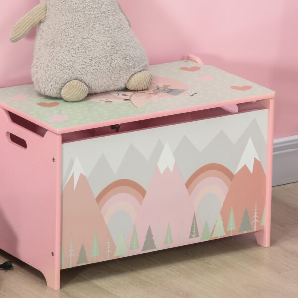 ZONEKIZ Toy Chest, Kids Storage Box with Safety Hinge, Cute Animal Theme, Durable and Spacious, Pink   Aosom UK - Image 8