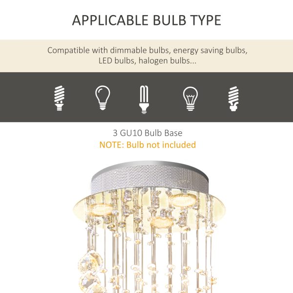 HOMCOM Modern Crystal Chandelier Ceiling Light Pendant Lamp Chrome Finish Glass Droplets New, 160 Octagons, Ф30 x 120cm - Image 6