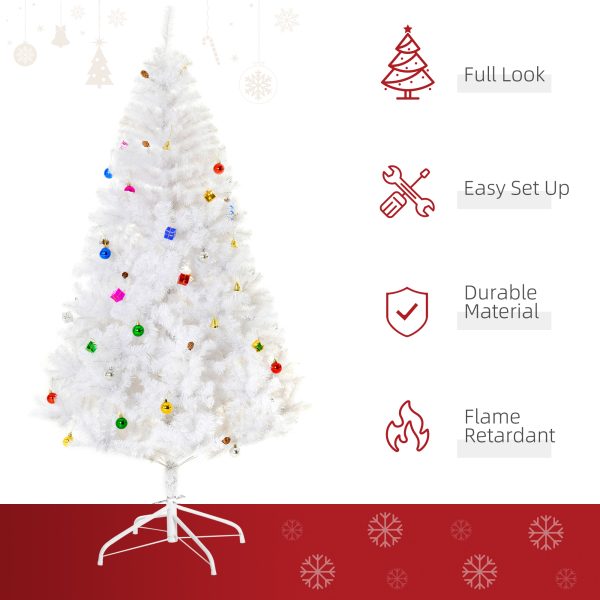 HOMCOM 6ft Snow Artificial Christmas Tree w/Metal Stand Decorations Home Seasonal Elegant Faux   Aosom UK - Image 7