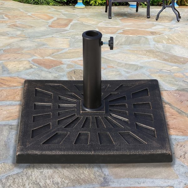 Outsunny 15kg Parasol Base Durable Patterned Colophony Garden Patio Square Umbrella Stand Base Stand Bronze   Aosom UK - Image 2