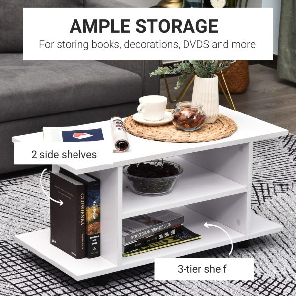 HOMCOM TV Stand W/ Shelves -White   Aosom UK - Image 4