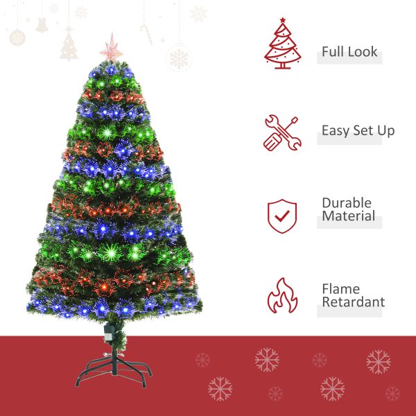 HOMCOM 5ft 150cm Green Fibre Optic Artificial Christmas Tree-Multi   Aosom UK - Image 4