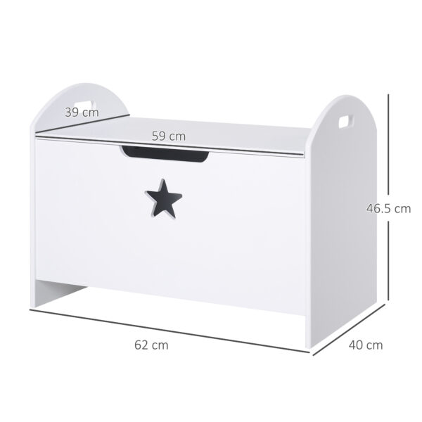 HOMCOM Children's Toy Storage Chest, MDF, Safety Hinge, Organiser for Kids Room, White   Aosom UK - Image 3