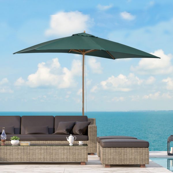 Outsunny Waterproof 295L x 200W x 255Hcm Wooden Garden Patio Parasol Umbrella-Dark Green   Aosom UK - Image 2