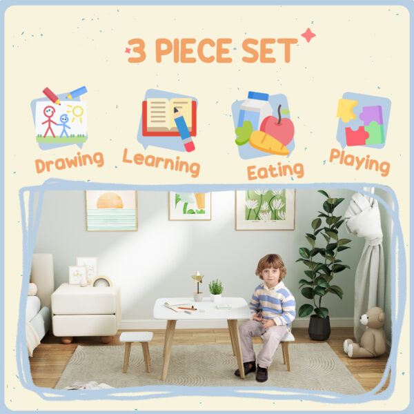 AIYAPLAY Kids Table and Chair Set, 3 Pieces Toddler Furniture Set for Playroom, Bedroom, Boys and Girls Aged 3-8 Years   Aosom UK - Image 4