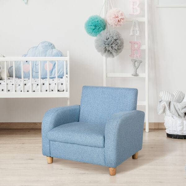 HOMCOM Kids Sofa Mini Sofa Armchair Wood Frame Anti-Slip Legs High Back Bedroom Playroom Furniture for 3-6 Ages, Blue   Aosom UK - Image 7