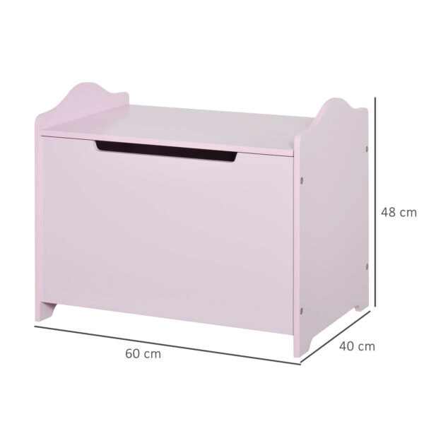 HOMCOM Children's Wooden Toy Box, Playroom Storage Chest with Safety Hinge, 60 x 40 x 48 cm, Pink   Aosom UK - Image 3