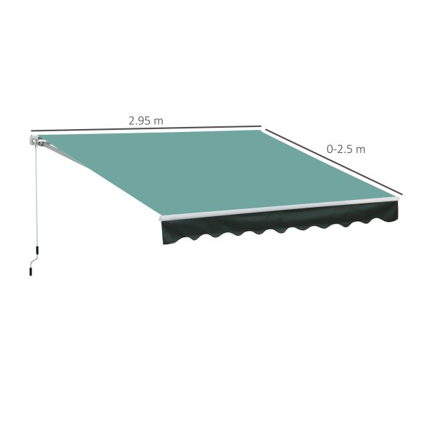 Outsunny 3x2.5 m Sun Shade Canopy Garden Patio Manual Retractable Awning Canopy Sun Shade Shelter, 3x2.5 m-Dark Green   Aosom UK - Image 3