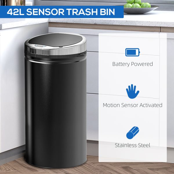 HOMCOM 42L Stainless Steel Sensor Trash Can W/ Bucket-Black   Aosom UK - Image 6