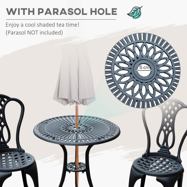 HOMCOM 3 Piece Patio Cast Aluminium Bistro Set Garden Outdoor Furniture Table and Chairs Shabby Chic Style   Aosom UK - Image 4