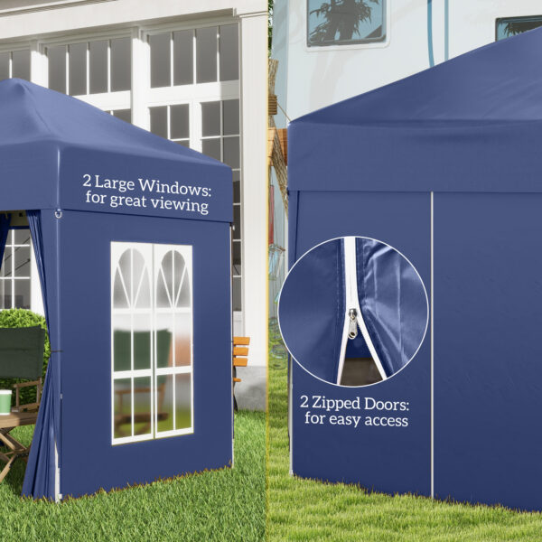 Outsunny 2x2m Gazebo Lightweight, Marquee with Removable Walls, Party Tent Wedding Canopy with Carry Bag, 2 Windows, Blue   Aosom UK - Image 7