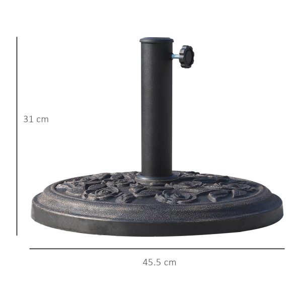 Outsunny 9kg Garden Parasol Base, Round Resin Sun Umbrella Base, Outdoor Umbrella Stand for 38mm or 48mm Outdoor Umbrella Poles, Bronze Tone - Image 3