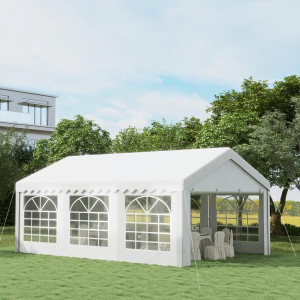 Outsunny 6m x 4 mParty Tents Portable Carport Shelter w/ Removable Sidewalls & Doors Party Tent Shelter Car Canopy - Image 2