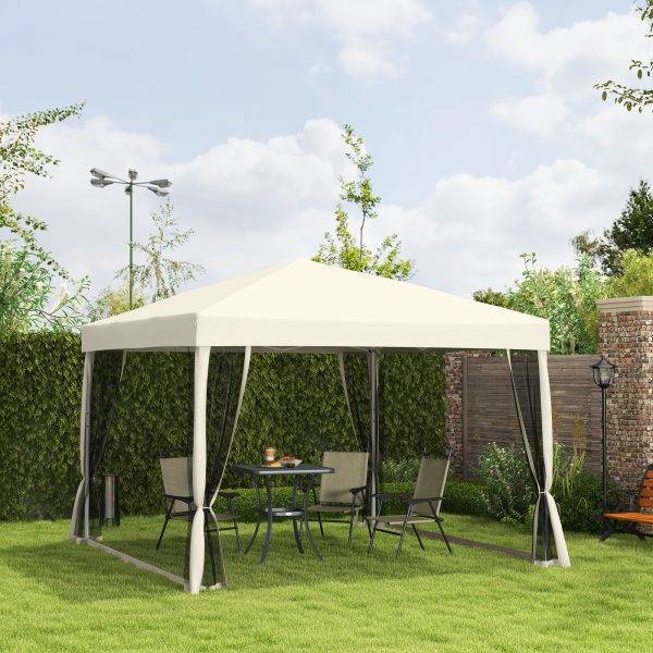 Outsunny 3x3m Pop Up Gazebo W/ Mesh Walls-Tan - Image 9