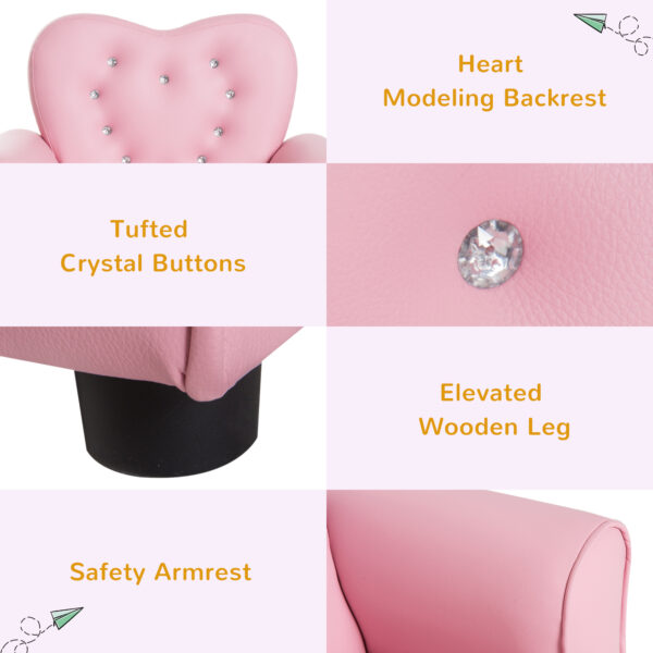 HOMCOM Kids Toddler Chair Sofa Children Armchair Seating Relax Playroom Seater Girl Princess Pink   Aosom UK - Image 5