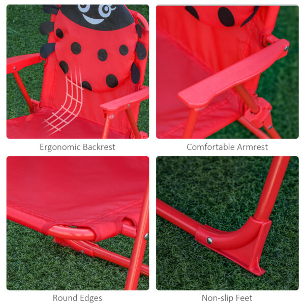 Outsunny Kids Folding Picnic Table and Chairs Set Ladybug Pattern Outdoor w/ Parasol   Aosom UK - Image 7