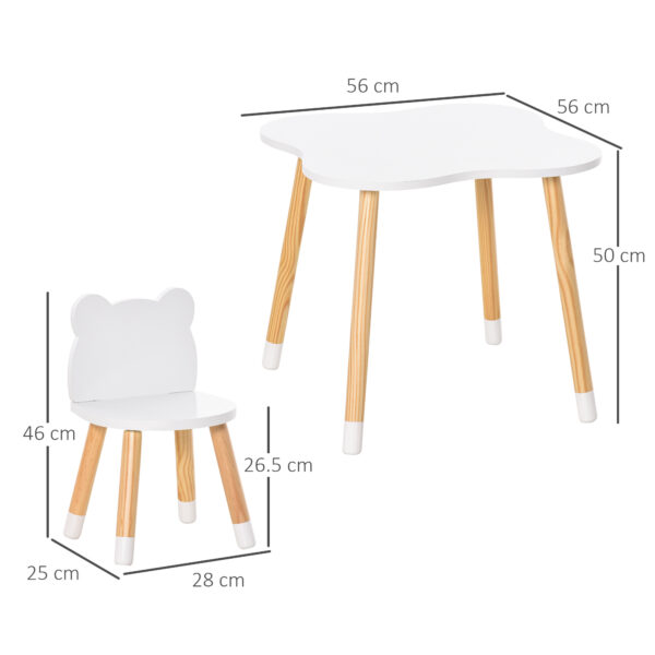 HOMCOM 3 Piece Kids Table and Chair Set with 2 Bear-shaped Chairs, White   Aosom UK - Image 3