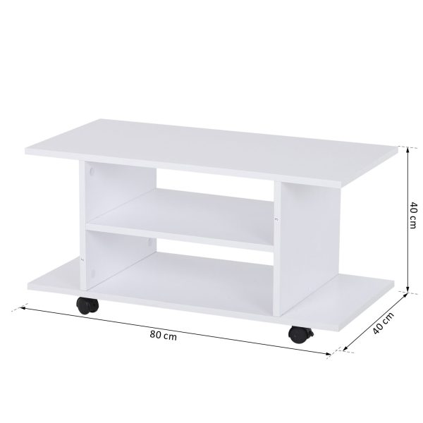 HOMCOM TV Stand W/ Shelves -White   Aosom UK - Image 3