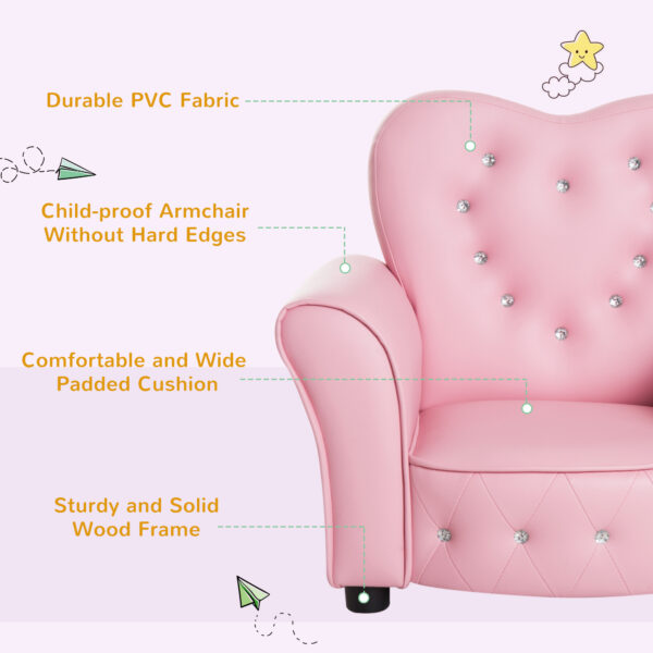 HOMCOM Kids Toddler Chair Sofa Children Armchair Seating Relax Playroom Seater Girl Princess Pink   Aosom UK - Image 4