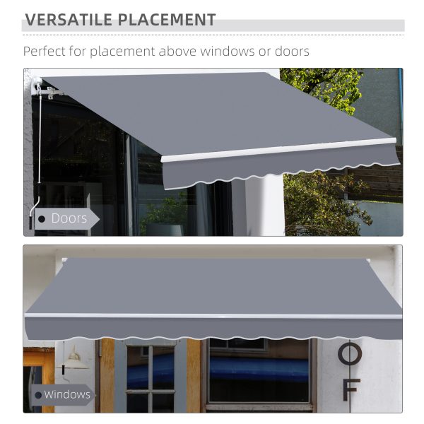 Outsunny Waterproof Garden Patio Manual Awning Canopy Sun Shade Shelter Retractable 4m x 3m-Grey   Aosom UK - Image 5