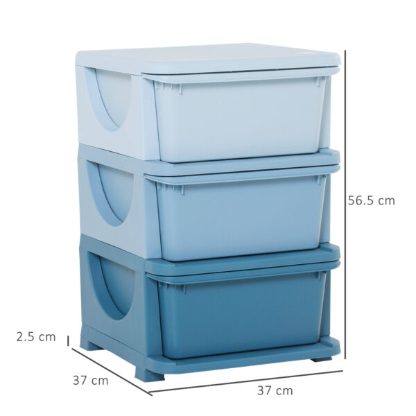 HOMCOM 3-Tier Toy Storage Box Kids Toy Storage with Removable Boxes, for Bedrooms, Playrooms & Other Children Areas, Blue   Aosom UK - Image 3