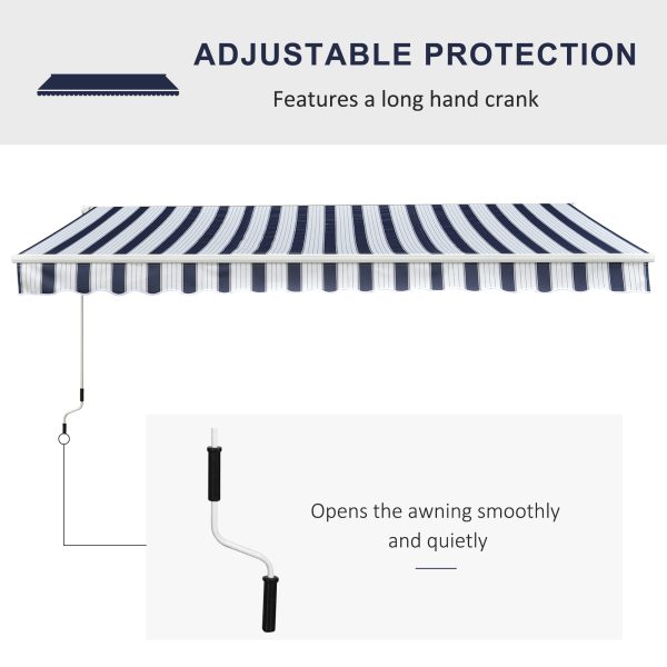 Outsunny Waterproof Garden Patio Manual Awning Canopy Sun Shade Shelter Retractabl Retractable Awning, 3.5x2.5 m-Blue/White   Aosom UK - Image 4