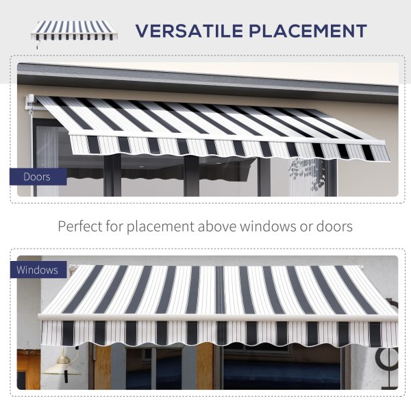 Outsunny 2.5m x 2m Garden Patio Manual Awning Canopy Sun Shade Shelter Retractable with Winding Handle Blue White   Aosom UK - Image 6