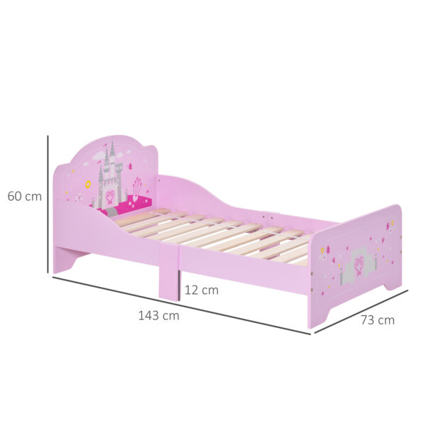 HOMCOM MDF Kids Castle Design Kids Single Bed Pink   Aosom UK - Image 3