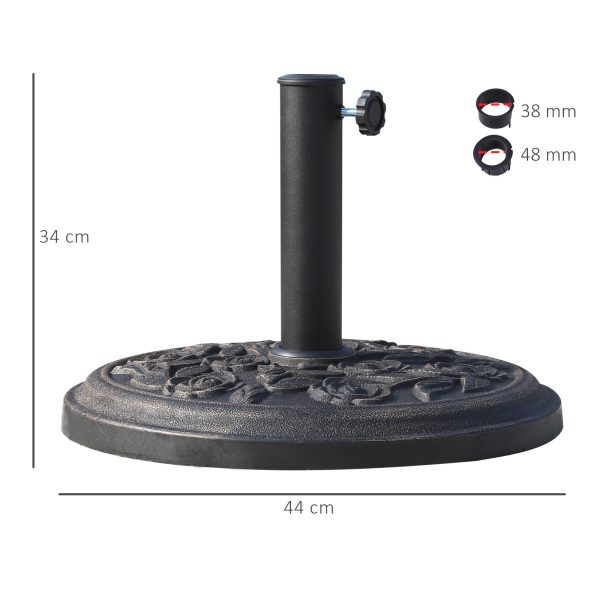 Outsunny 12kg Garden Parasol Base, Round Resin Sun Umbrella Base, Outdoor Umbrella Stand for 38mm or 48mm Outdoor Umbrella Poles, Bronze Tone - Image 3