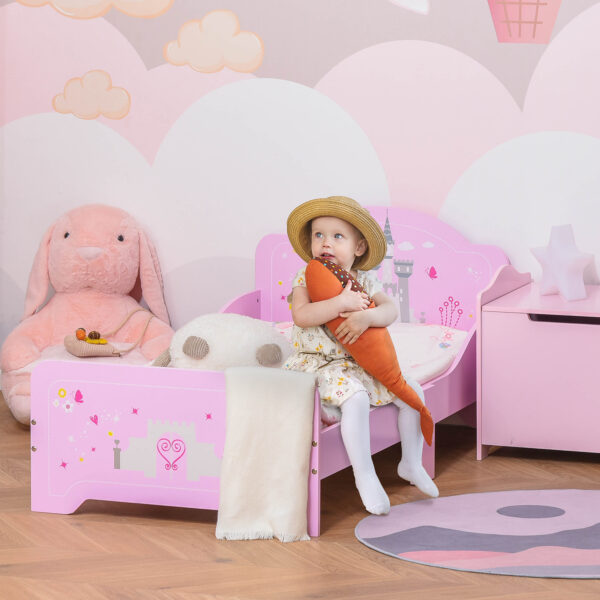 HOMCOM MDF Kids Castle Design Kids Single Bed Pink   Aosom UK - Image 2