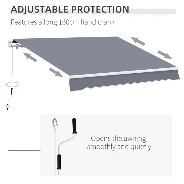 Outsunny Waterproof Garden Patio Manual Awning Canopy Sun Shade Shelter Retractable 4m x 3m-Grey   Aosom UK - Image 6