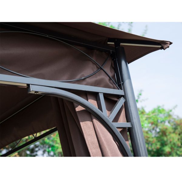 Outsunny 3x3 m Gazebo Pavilion-Coffee - Image 8