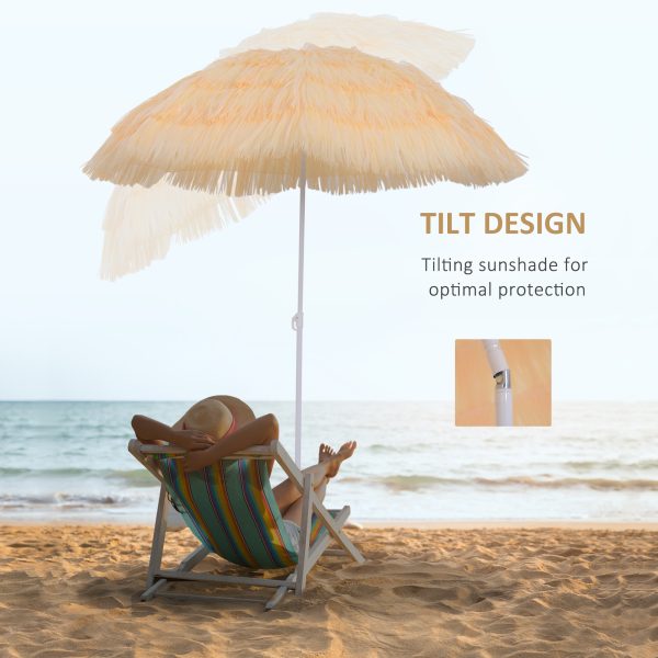 Outsunny Waterproof Patio Garden Hawaii Beach Sun Umbrella Sunshade Hawaiian Folding Tilting Crank Parasol (Wheat)   Aosom UK - Image 7