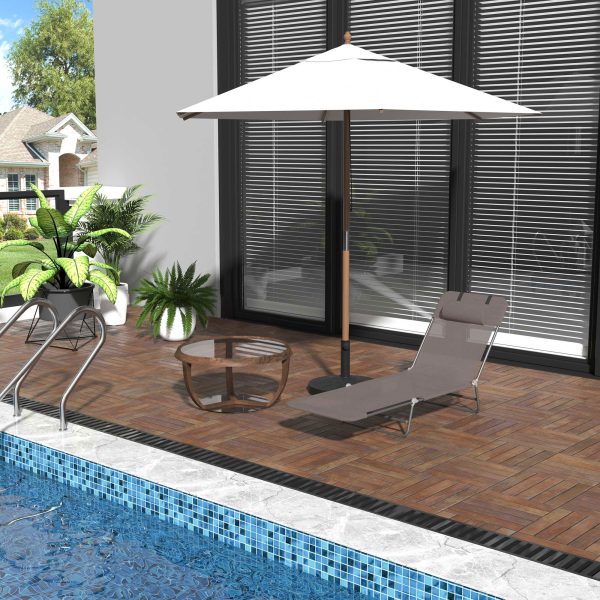 Outsunny Garden Lounger: Adjustable Recliner Sun Bed with Coffee-Toned Finish for Outdoor Relaxation   Aosom UK - Image 2