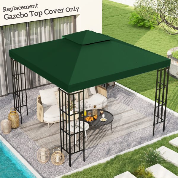 Outsunny 3 x 3 m Gazebo Top Cover Double Tier Canopy Replacement Pavilion Roof Dark Green - Image 2