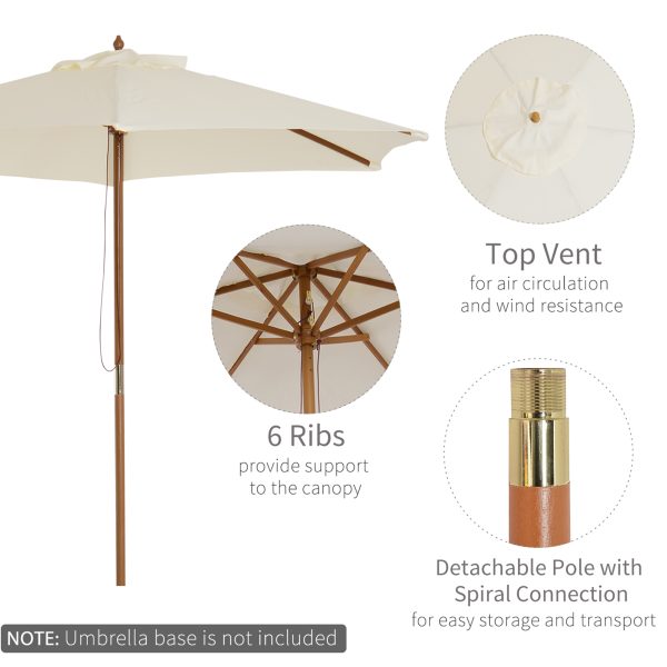 Outsunny 2.5m Wood Wooden Garden Parasol Sun Shade Patio Outdoor Umbrella Canopy New(Beige)   Aosom UK - Image 4