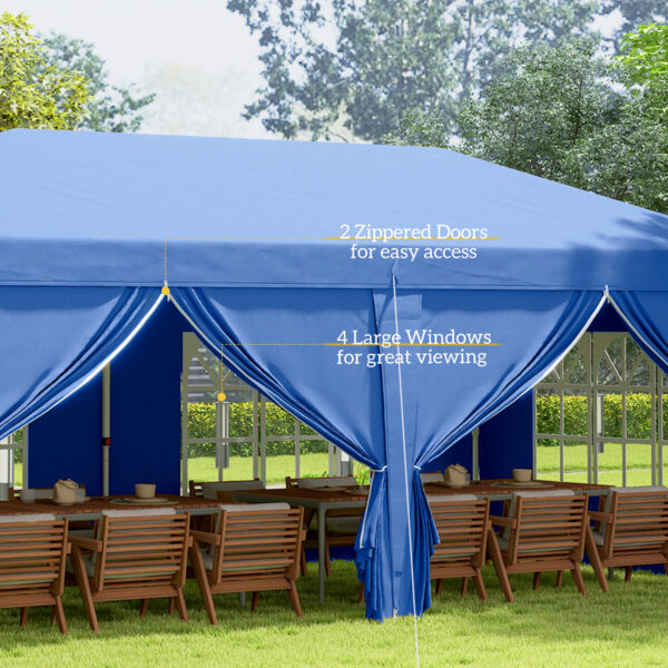 Outsunny 3 x 6m Canopy Tent, Instant Gazebo with Waterproof Side Panels, Carry Bag, for Parties & Outdoor Events, Blue   Aosom UK - Image 7