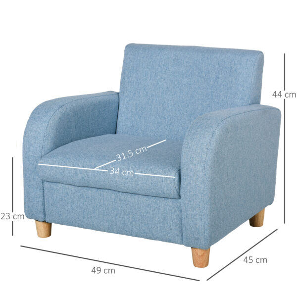 HOMCOM Kids Sofa Mini Sofa Armchair Wood Frame Anti-Slip Legs High Back Bedroom Playroom Furniture for 3-6 Ages, Blue   Aosom UK - Image 3