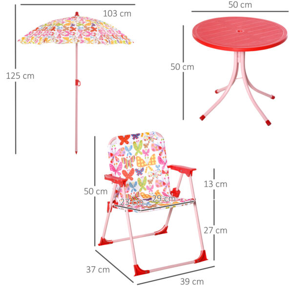 Outsunny Kids Folding Picnic Table and Chairs Set Color Stripes Outdoor w/ Parasol   Aosom UK - Image 3