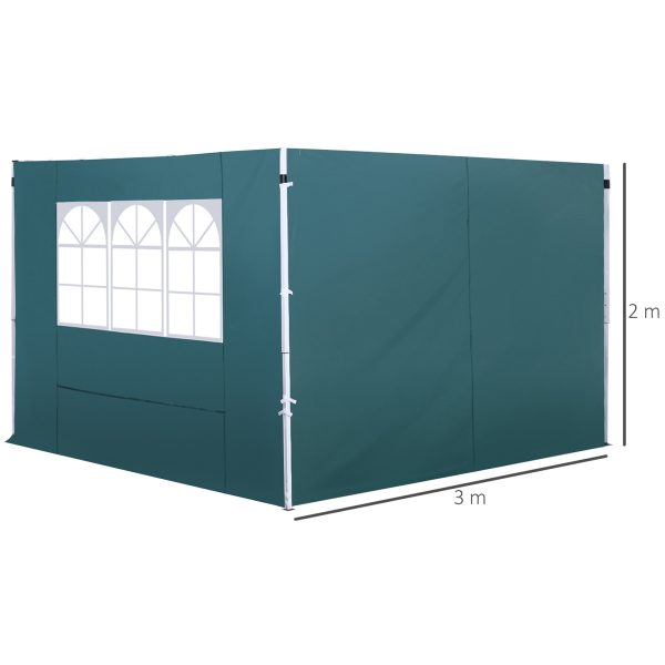 Outsunny 3m Gazebo with Versatile Exchangeable Side Panel, Perfect for Outdoor Events and Gatherings, Green - Image 3