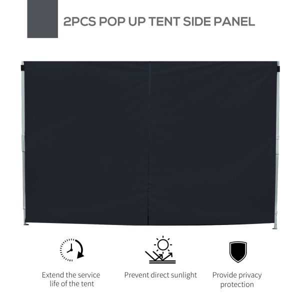 Outsunny 3m Gazebo Exchangeable Side Panels Wall-Black - Image 4