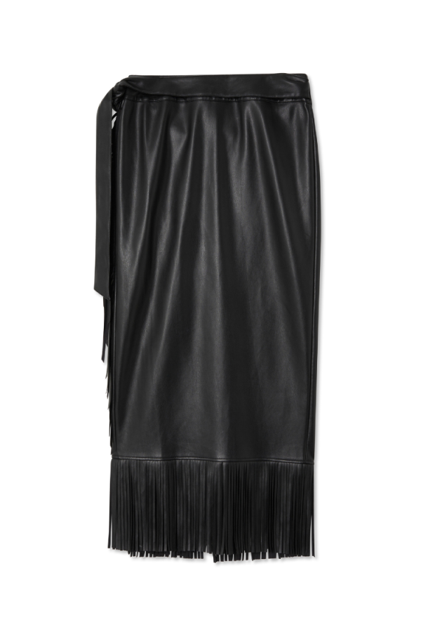 Women's Vegan Leather Fringe Midi Jaspre Skirt in Black, Size 8 by Never Fully Dressed - Image 11