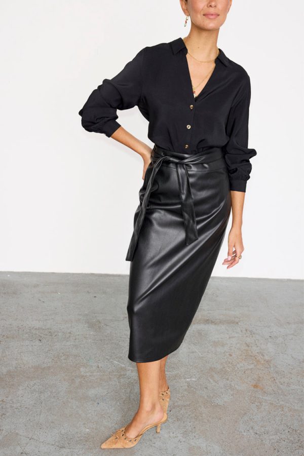 Women's Vegan Leather Jaspre Skirt in Black, Size 8 by Never Fully Dressed - Image 5