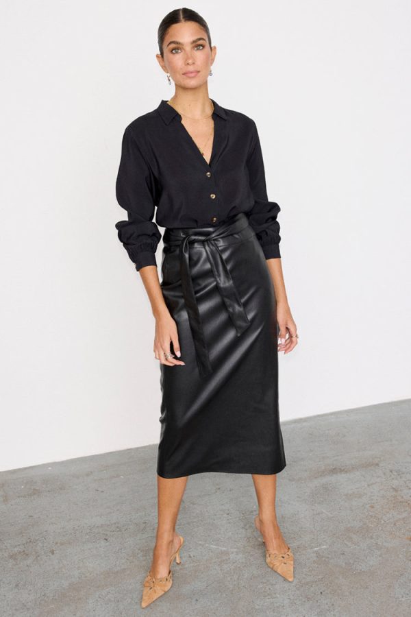 Women's Vegan Leather Jaspre Skirt in Black, Size 8 by Never Fully Dressed - Image 7