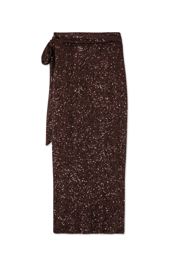 Women's Chocolate Sequin Jaspre Skirt in Brown, Size 28 by Never Fully Dressed - Image 9