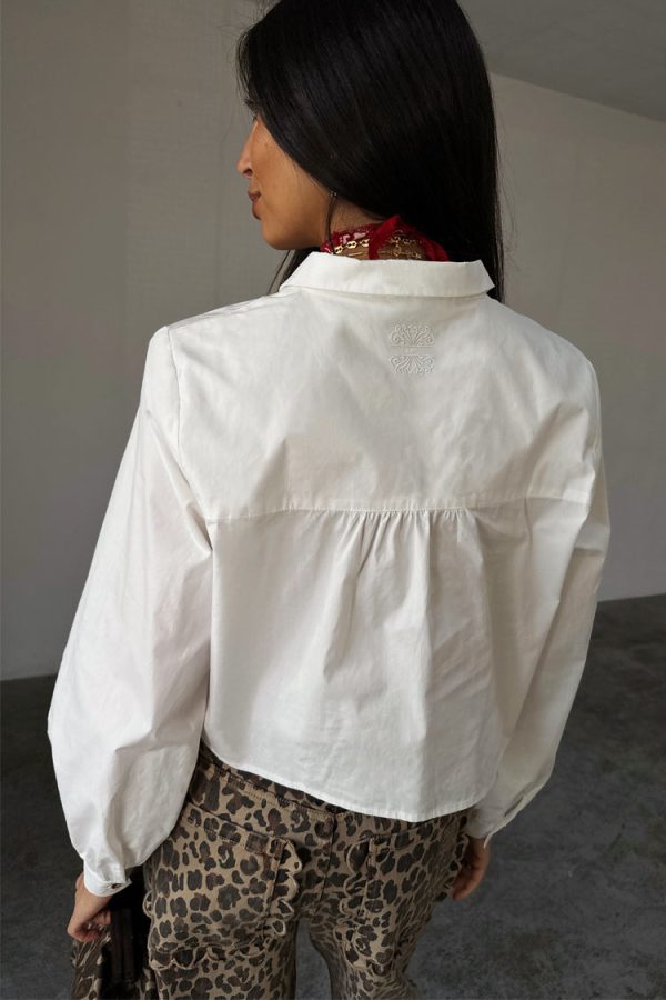 Women's Cropped Cotton Miley Shirt in White, Size 6, 100% Cotton by Never Fully Dressed - Image 6