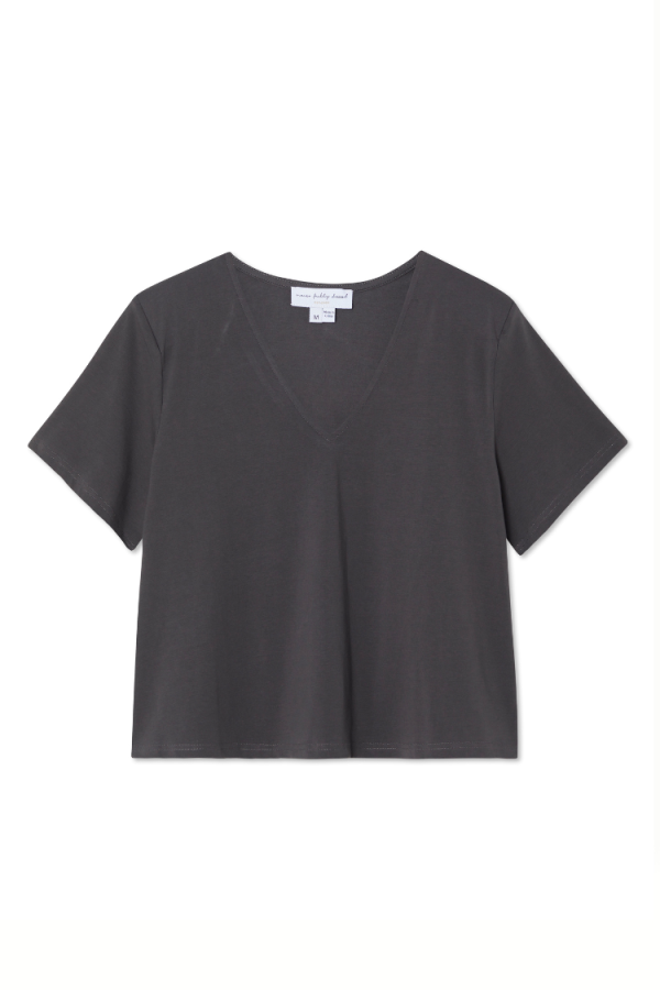 Women's T-Shirt with Shoulder Pads in Grey, Size 2XL, Cotton/Elastane by Never Fully Dressed - Image 7