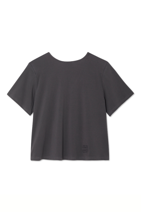 Women's T-Shirt with Shoulder Pads in Grey, Size 2XL, Cotton/Elastane by Never Fully Dressed - Image 8