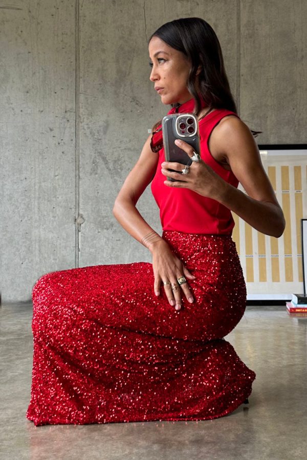 Women's Sequin Dorris Skirt in Red, Size 6 by Never Fully Dressed - Image 2